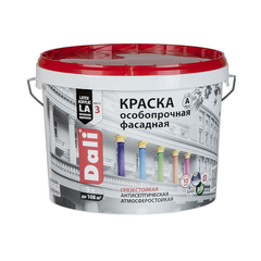 Краска фасадная особопрочная Dali, акриловая, глубокоматовая, база A, супербелая, 9 л, 21106