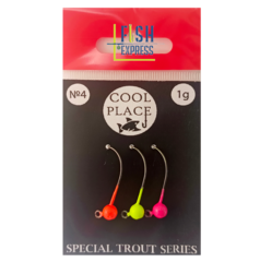 Cool Place Джиг-головка форелевая крючок № 4 Decoy (1г) цвет микс (шартрез/розовый/оранжевый) 3шт/уп.
