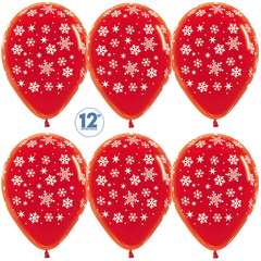 Шар S 12''/30 см, Падающие снежинки, Красный (315), кристалл, 5 ст., 25 шт.