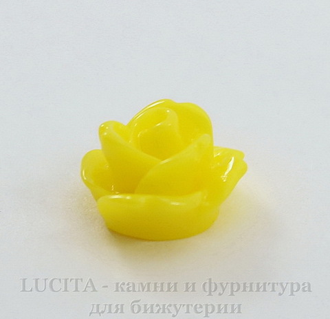 Кабошон акриловый "Розочка", цвет - желтый, 10 мм, 5 штук