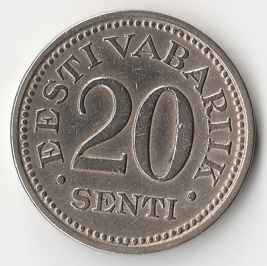 Монета 20 сенти 1935 года.