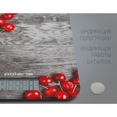 Весы кухонные электронные, Polaris, PKS 1046DG Вишня, платф, точн 1 г, до 10 кг, 008080