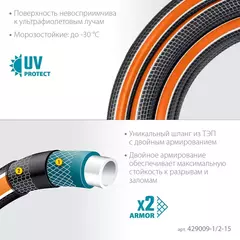 GRINDA ULTRA 6, 1/2″, 25 м, 30 атм, шестислойный, двойное армирование, поливочный шланг, PROLine (429009-1/2-25)
