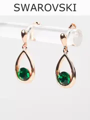 Серьги-капли Белла с зелеными кристаллами Swarovski