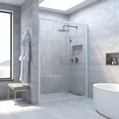 Vegas Glass ZP NOVO h2000 120 01 01 Дверь в душевой проем, профиль белый, стекло прозрачное фото