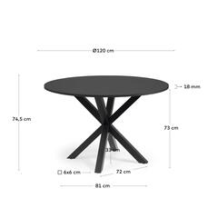 ARYA Круглый Ø 119 cm MDF стол со стальными черными ножками