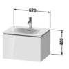 Duravit L-Cube LC613502222 Тумба подвесная под раковину, 1 выдвижное отделение, 400x620x481мм, цвет White High Gloss
