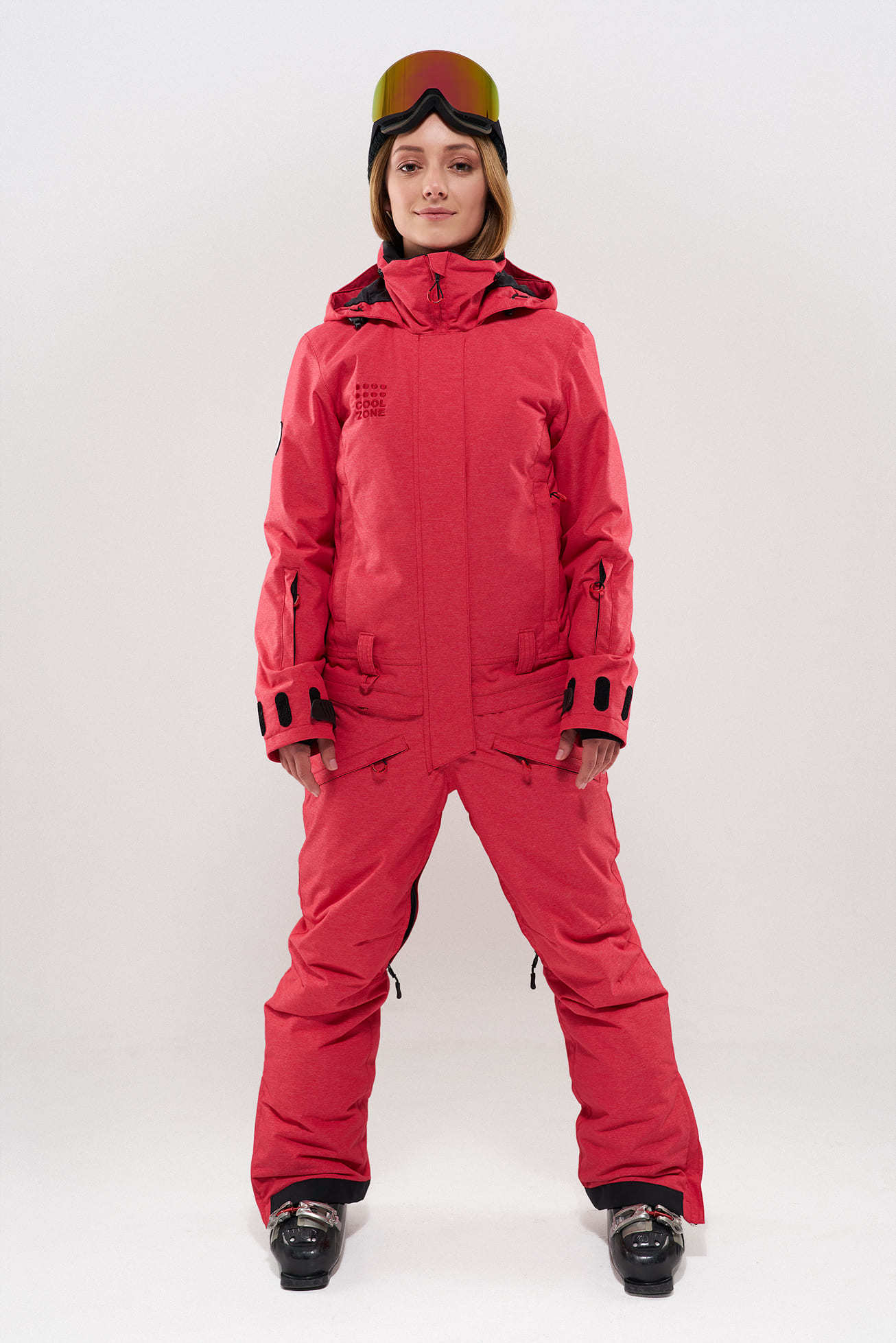 COOL ZONE Twin one Colour сноубордический комбинезон женский красный джинс
