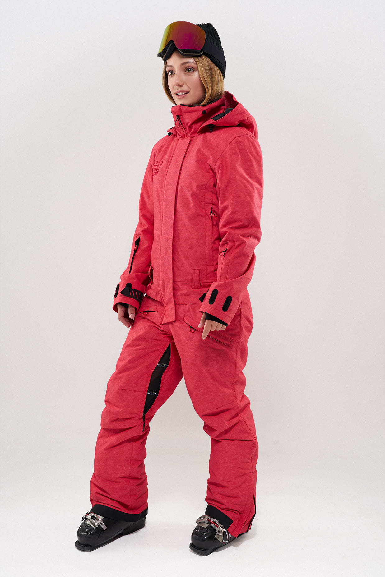COOL ZONE Twin one Colour сноубордический комбинезон женский красный джинс - 2