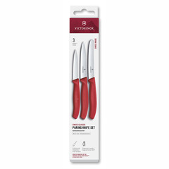 Фото Набор из 3х кухонных ножей Victorinox Swiss Classic, нержавеющая сталь, рукоять пластик, красный