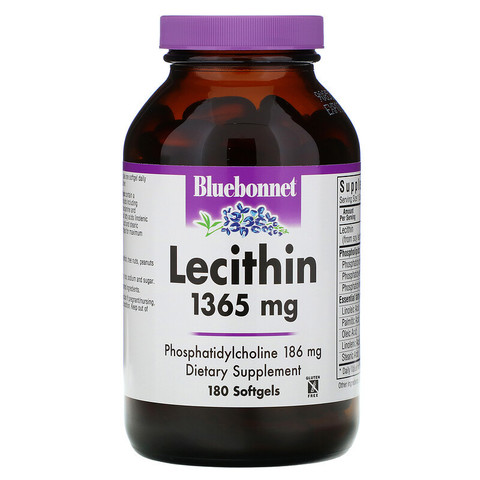 Bluebonnet Nutrition, натуральный лецитин, 1365 мг, 180 мягких желатиновых капсул