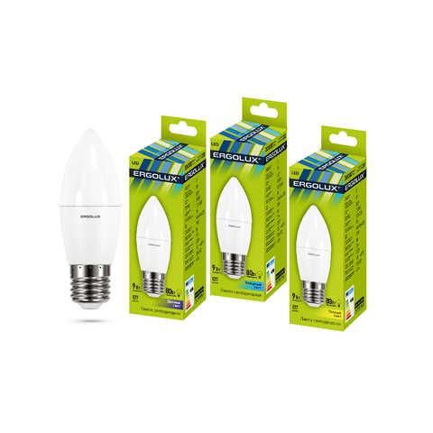Эл. лампа светодиодная Ergolux LED-C35-9W-E27-6K, Дневной