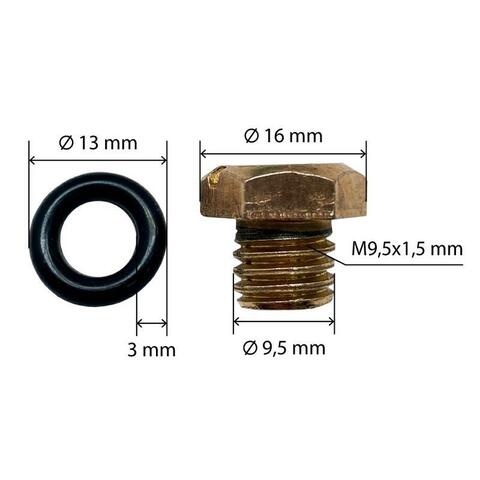Пробка заливная шестигранная UNITED PARTS d9.5мм, М9.5х1.5мм для садовых насосов и насосных станций от 400/600 Вт (металл) (90-1334)