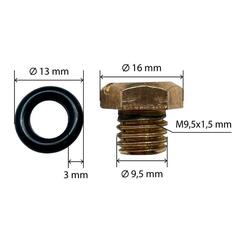 Пробка заливная шестигранная UNITED PARTS d9.5мм, М9.5х1.5мм для садовых насосов и насосных станций от 400/600 Вт (металл) (90-1334)