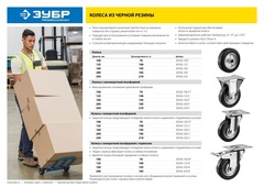 ЗУБР d 250 мм, г/п 210 кг, игольчатый подшипник, резина/металл, неповоротное колесо, Профессионал (30936-250-F)