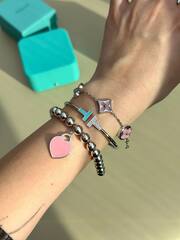 Браслет T жесткий Tiffany качество white/rose VGOLD
