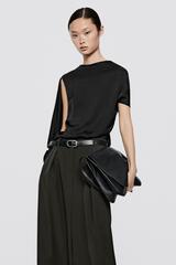 Massimo Dutti Атласный топ с декоративной отделкой на спине - Limited Edition, черный