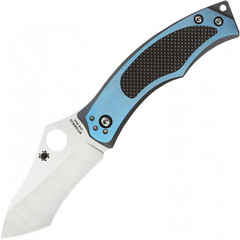 Фото Нож складной Vrango Spyderco 201TIBLP, сталь CPM® S30V Satin Plain, рукоять титан/карбон, синий