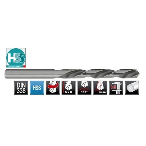 Сверло по металлу ц/х 9,0x125/81мм (LH-Левостороннее) DIN338 h8 5xD HSS-G 135° H-Tools 1720-1090