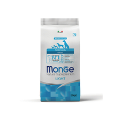 Сухой корм Monge Dog Speciality Line Light для взрослых собак всех пород, низкокалорийный, лосось с рисом 2,5 кг