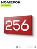 Номер на дверь 256, табличка на дверь для офиса, квартиры, кабинета, аудитории, склада, красная 120х70 мм, Айдентика Технолоджи