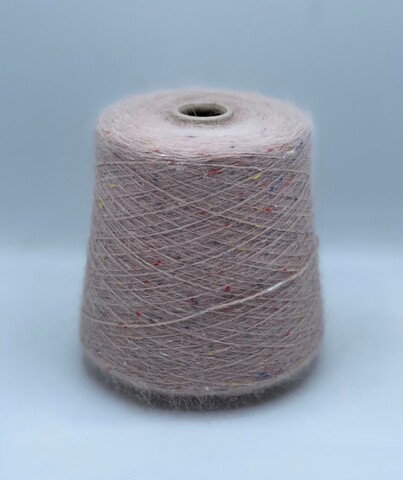 Бобинная пряжа (пр.Италия).art-Angora Tweed 2/10 500м/100гр,80%Ангора 15%Полиамид 5%Вискоза, цвет-Пыльно-розовый,твидовый, арт.21037