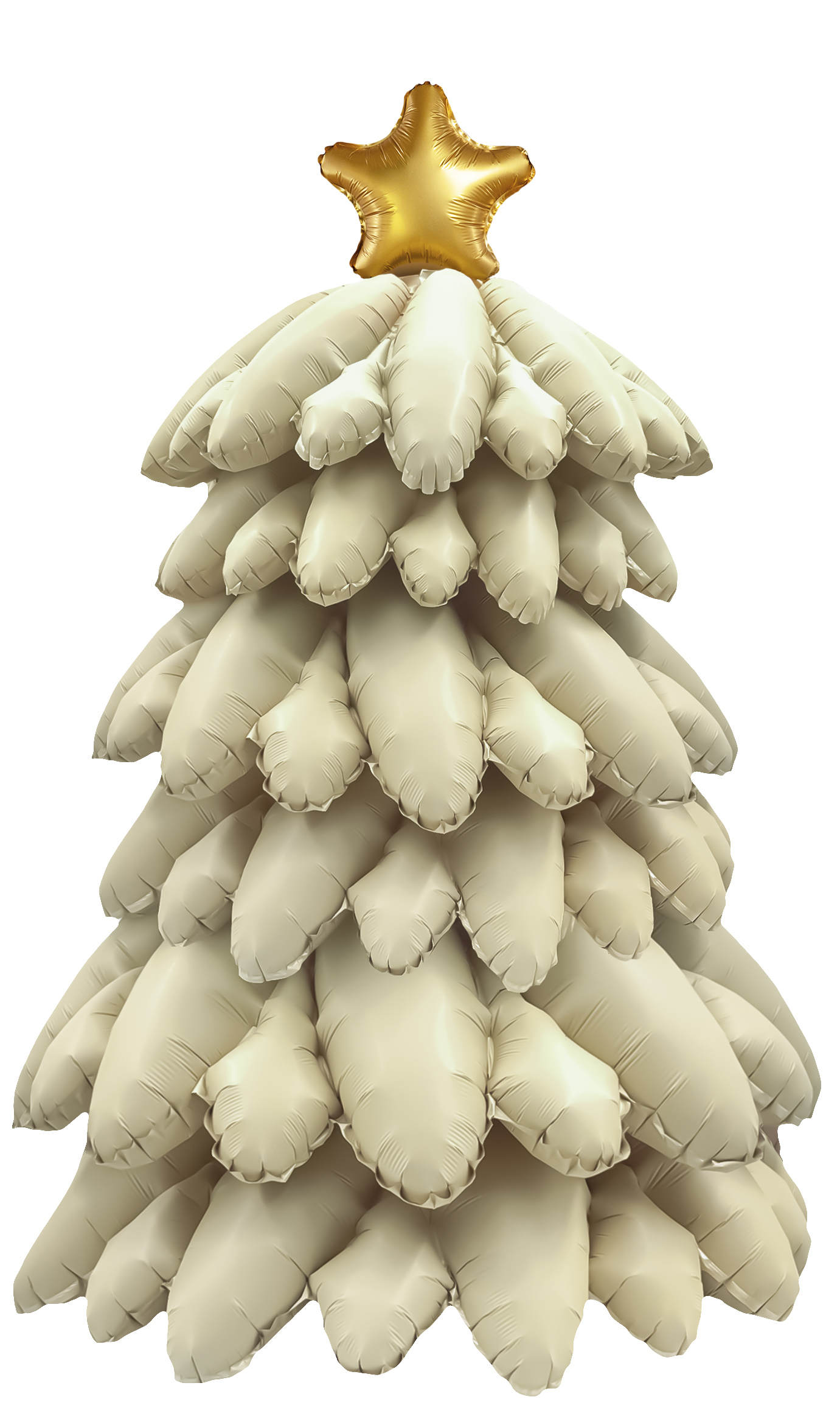 Шар К Фигура 3D, Новогодняя елка, Сатин, Кремовый, 51''/130 см, 1 шт.