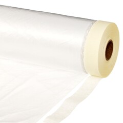 Пленка защитная с клейкой малярной лентой, прозрачная, HDPE, рулон 1,1х25м, толщина 8мкм (РемоКолор) 09-0-011