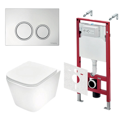 TECE K401101WCS TECEspring Base Комплект 4 в 1 инсталяция, панель смыва с круглыми кнопками, хром глянц., унитаз модель S фото