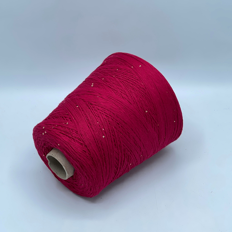 Бобинная пряжа, Cotone Paillettes, 450м, 97% Хлопок, 3% Полиэстер(пайетка), Фуксия. 40728