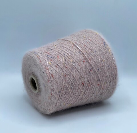 Бобинная пряжа (пр.Италия).art-Angora Tweed 2/10 500м/100гр,80%Ангора 15%Полиамид 5%Вискоза, цвет-Пыльно-розовый,твидовый, арт.21037