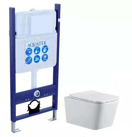 Aquatek Либра New SET AQUATEK ЛИБРА N-14 Инсталляция с унитазом, цвет: белый