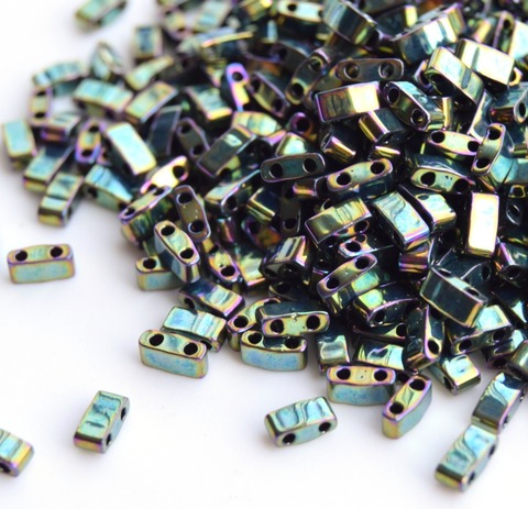 HTL-0468 Бисер Миюки Половинка Тилы Металлический зеленый ирис /Miyuki Half Tila Metallic Green Iris