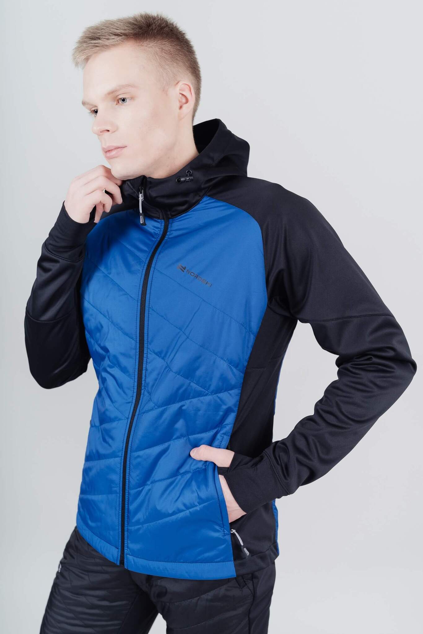 Мужской костюм для бега зимой Nordski Hybrid Hood Pro blue - 7