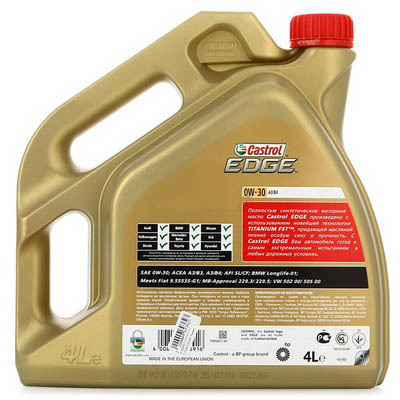 Масло моторное CASTROL EDGE FST A3/B4 0W-30 синтетическое 4 л
