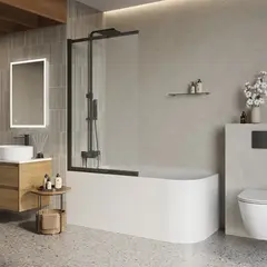 BelBagno Luce LUCE-VF-11-100/145-C-NERO Душевая шторка на ванну, цвет: чёрный фото