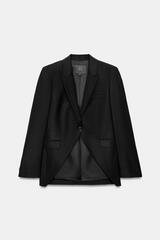 ZARA АСИММЕТРИЧНЫЙ БЛЕЙЗЕР С ШЕРСТЬЮ — ZW COLLECTION, ЧЕРНЫЙ