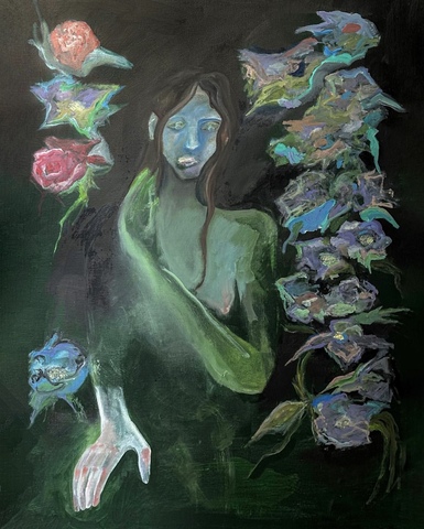 Favourite woman in forest looks for ursa major in the sky and drinks birch sap