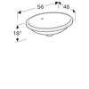 Geberit VariForm 500.752.01.2 Раковина с установкой под столешницу овальной формы, 50х40 см, без отв. под смеситель, с отв. перелива