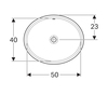 Geberit VariForm 500.752.01.2 Раковина с установкой под столешницу овальной формы, 50х40 см, без отв. под смеситель, с отв. перелива
