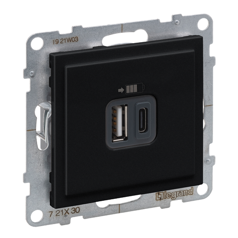 Зарядное устройство с двумя USB-разьемами A-C 240В/5В 3000мА - Legrand SUNO - Антрацит