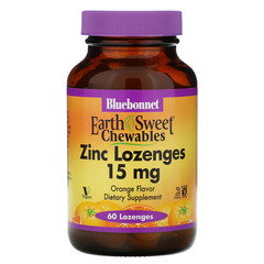 Bluebonnet Nutrition, EarthSweet, пастилки с цинком, натуральный апельсиновый ароматизатор, 15 мг, 60 пастилок
