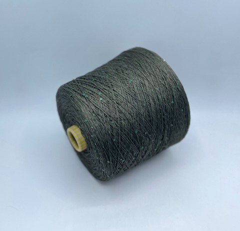 G&G Filati  (пр.Италия),art-Bellino, 370м/100гр, 100%Лен+пайетка(зеленый) , цвет-Хаки, арт-34047
