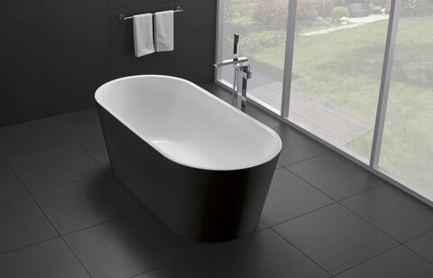 BelBagno BB71-1700-NERO-W0 Отдельностоящая акриловая ванна в комплекте со сливом (донным клапаном), цвет: чёрный