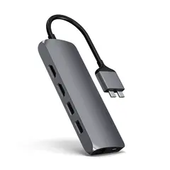 USB-концентратор Satechi Type-C Dual Multimedia Adapter, 3 разъема, Space Gray (Серый космос)