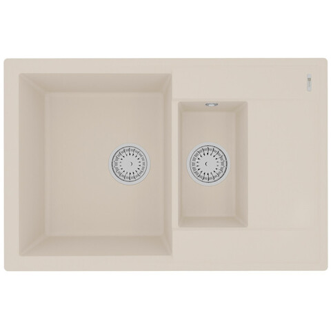Lemark Ramza 9910042 Кухонная мойка 760 врезная прямоугольная с доп.чашей и крылом из кварцгранита цвет: Шампань