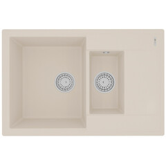 Lemark 9910042 Кухонная мойка Lemark RAMZA 760 врезная прямоугольная с доп.чашей и крылом из кварцгранита цвет: Шампань фото