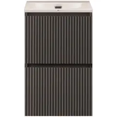 BelBagno UNO-MINI-400-2C-SO-GSO База под раковину подвесная с фрезеров. ручк. по всей длине фасада с двумя выкатн. ящ., Темно-Серый Ма., 400x395x608 фото