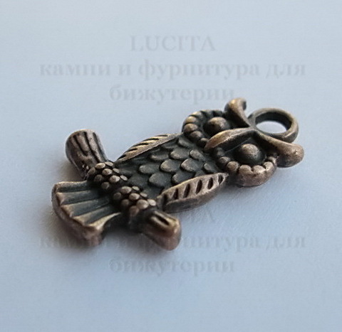 Подвеска "Сова" 20х13 мм (цвет - античная медь) ()