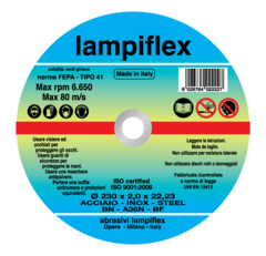 Отрезной диск по нержавеющей стали 230х2,0х22,2 Lampiflex BF/BNA36N230х2,0